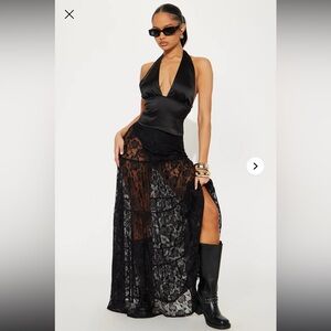 Corrina Lace Tiered Maxi Skirt - Black